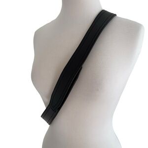 Unisex black solid genuine leather hook and loop fasteners closure XL size 44